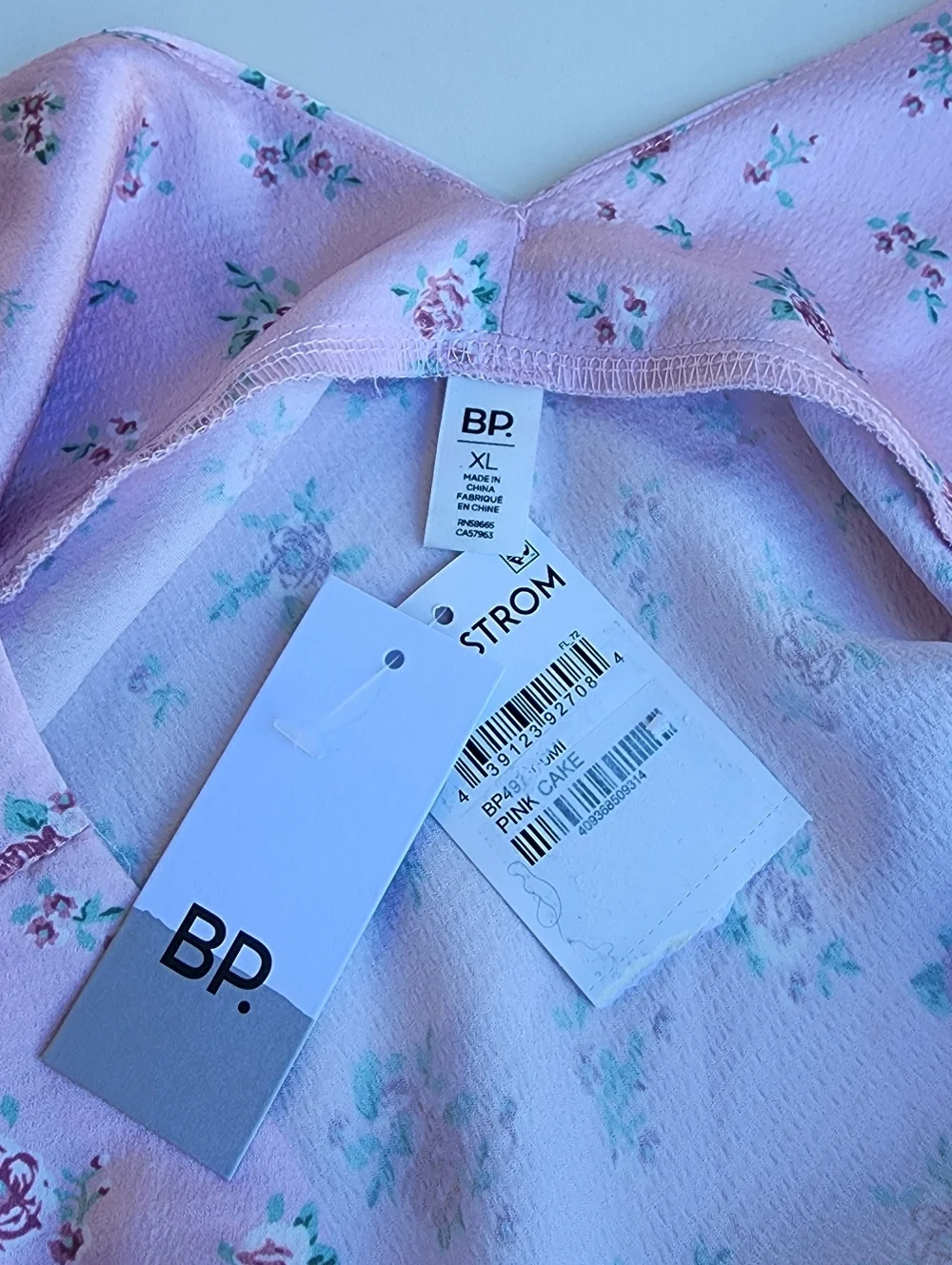 NWT BP NORDSTROM Women's Pink Cake Floral Sleeveless Satin Mini Dress Size XL - Picture 14 of 16